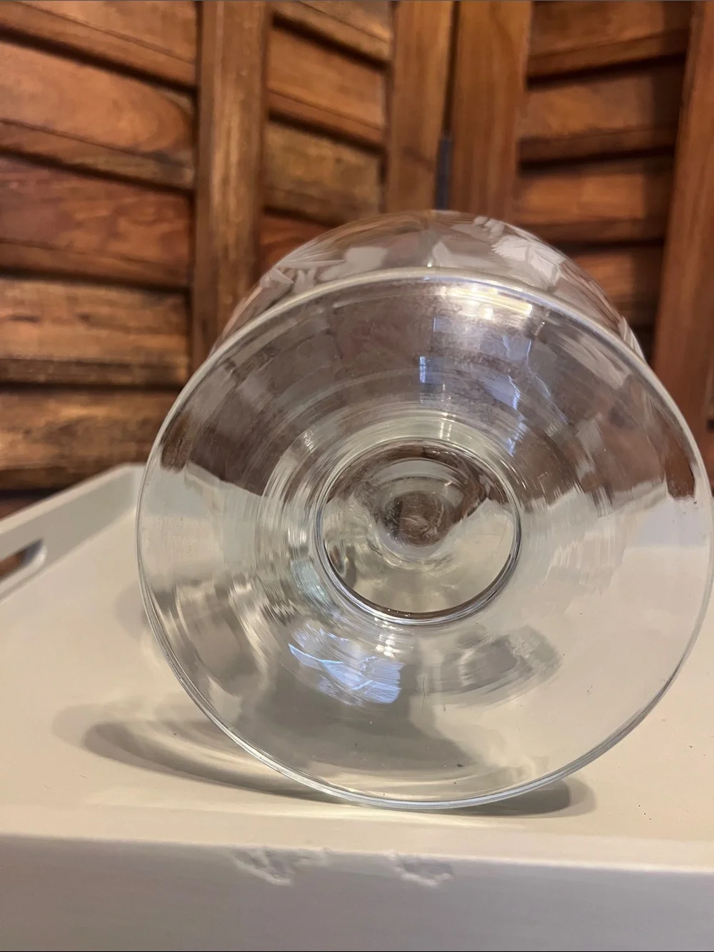 Etched Glass Pitcher with Grapevine Motif - Clear
